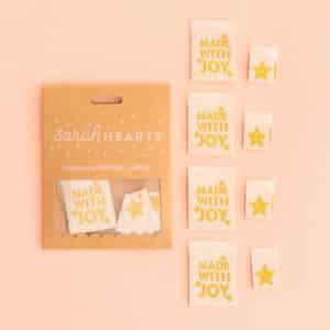 Etiquetas para prendas y accesorios de Sarah Hearts made-with-joy