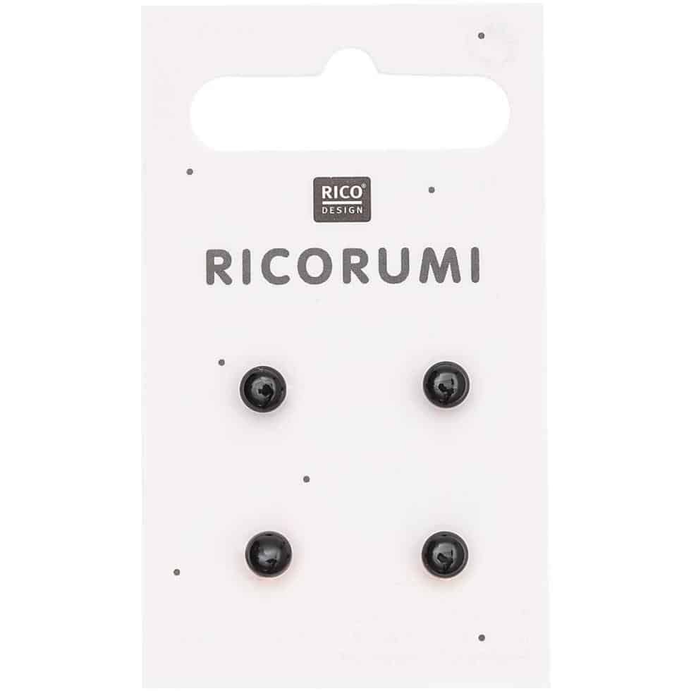 Ojos Ricorumi para muñecos, peluches y amigurumis - 5 mm - Negro