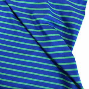 tela punto de camiseta rayas verde azul