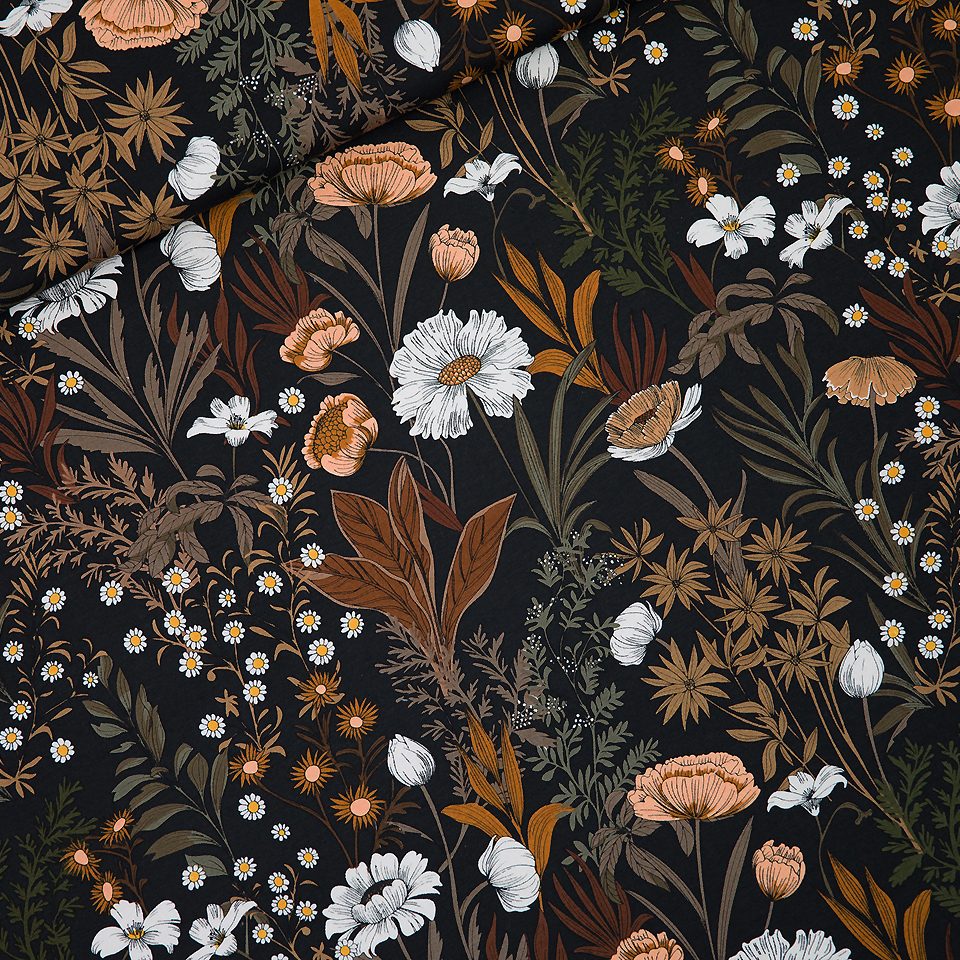 Viscosa Ecovero Evening Meadow Rayon Satén Negro