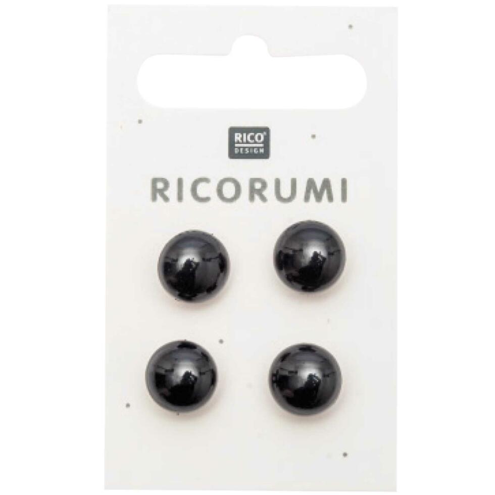 Ojos Ricorumi para muñecos, peluches y amigurumis - 11 mm - Negro