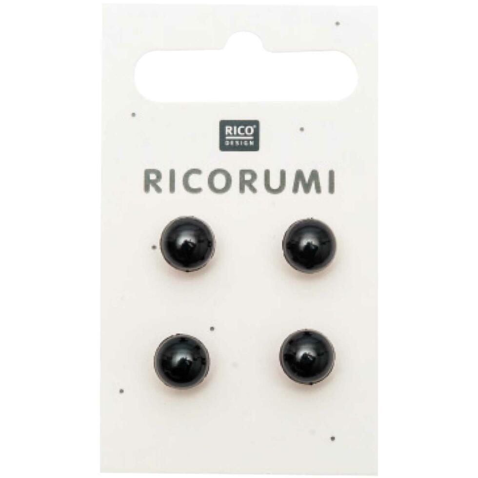 Ojos Ricorumi para muñecos, peluches y amigurumis - 8,5 mm - Negro