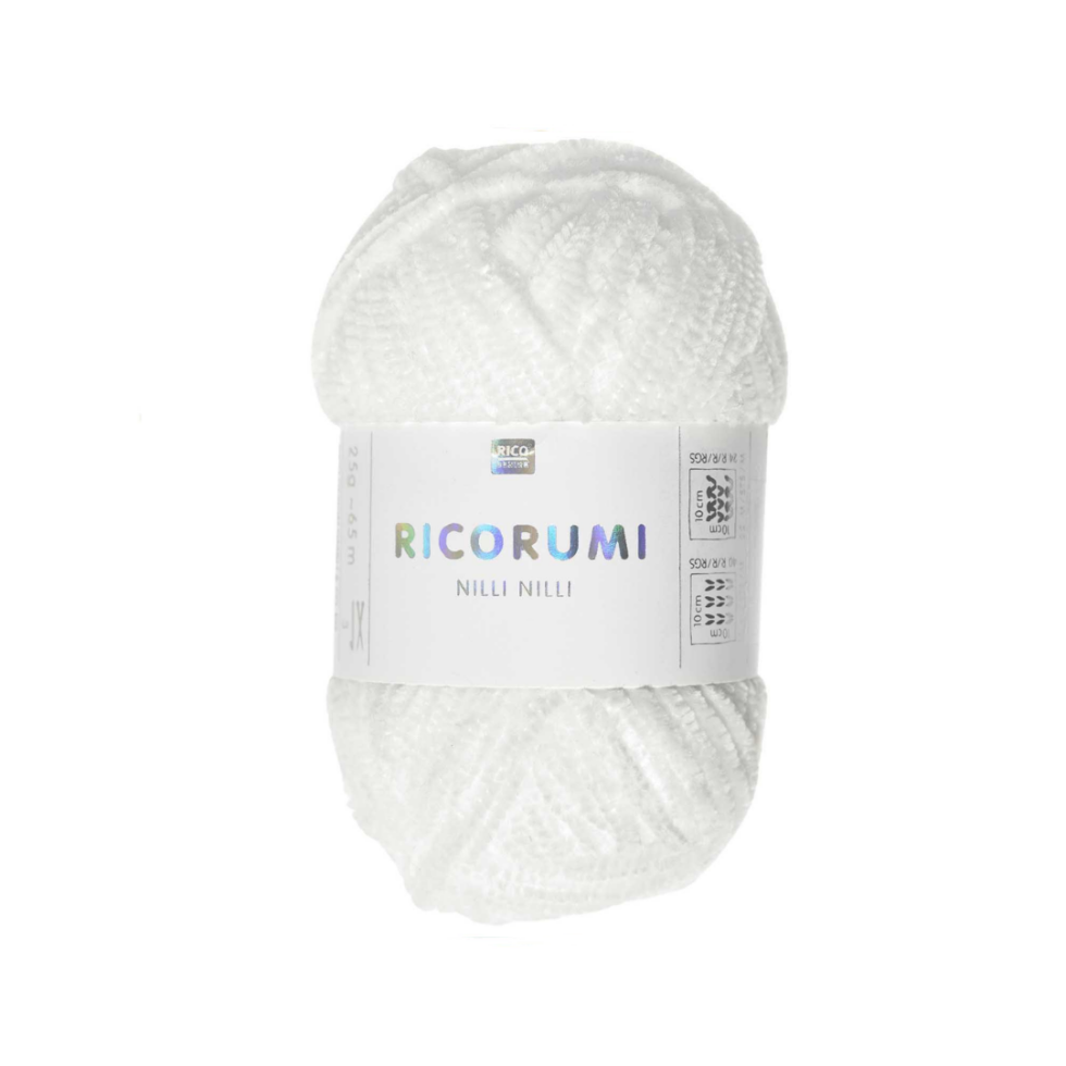 Ovillo de chenilla para amigurumis - Nilli Nilli - 001 - White