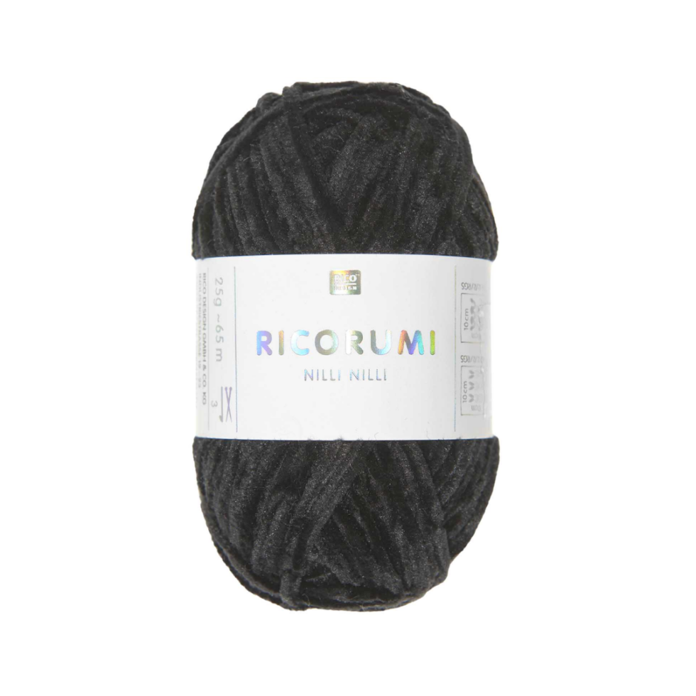 Ovillo de chenilla para amigurumis - Nilli Nilli - 027 - Black