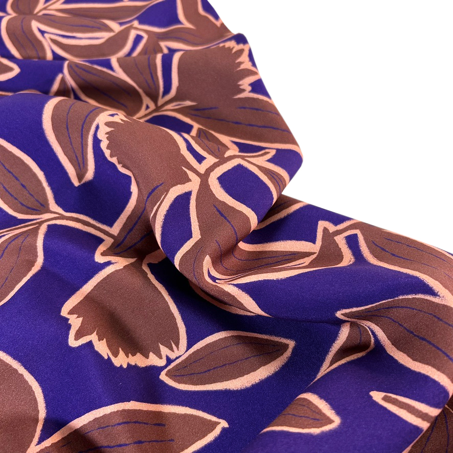 Tela de Viscosa estampada en hojas leaf evening