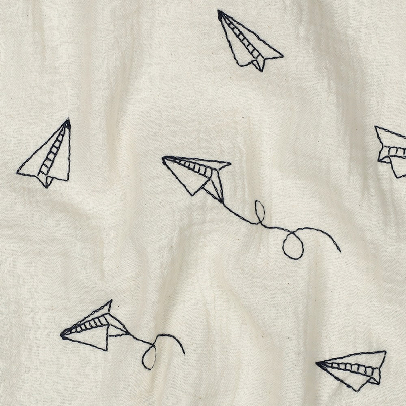 Muselina Bordado 'Paper Plane' - Crudo