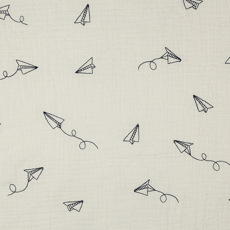 Muselina Bordado 'Paper Plane' - Crudo