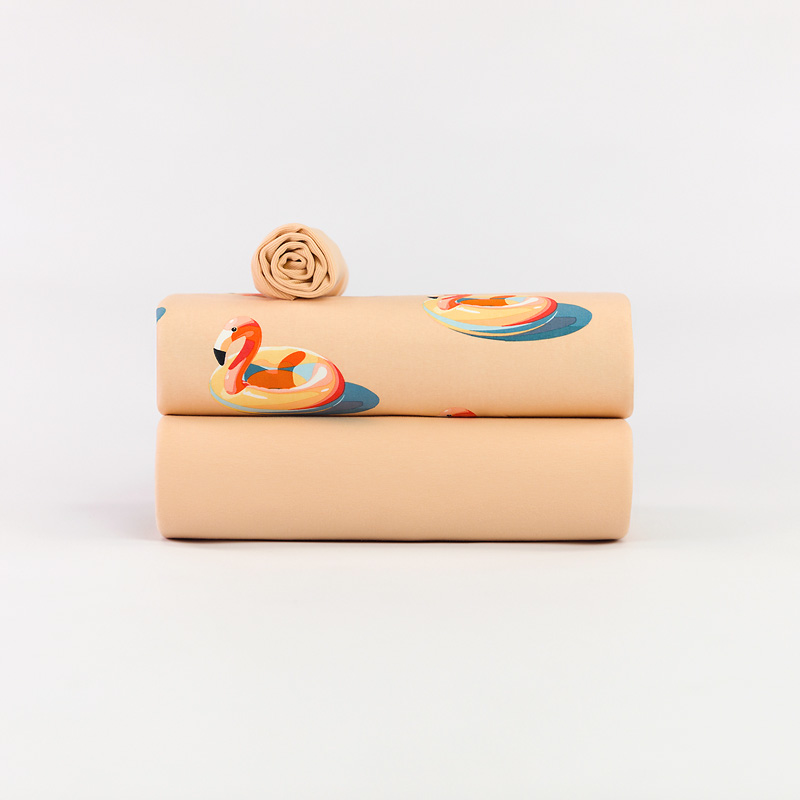 Tela Punto sudadera See-You-At-Six-Inflatable-Flamingos-M-French-Terry-Peachy-Beige