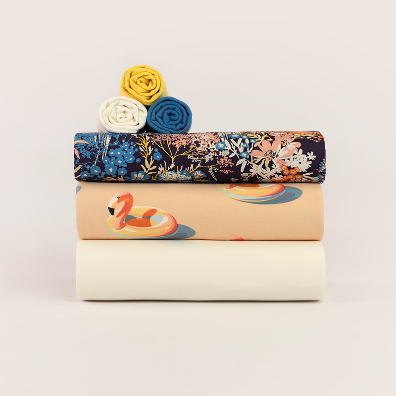Tela Punto sudadera See-You-At-Six-Inflatable-Flamingos-M-French-Terry-Peachy-Beige