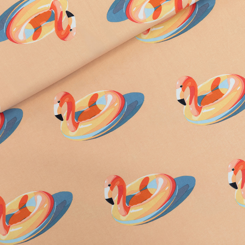 Tela Punto sudadera See-You-At-Six-Inflatable-Flamingos-M-French-Terry-Peachy-Beige