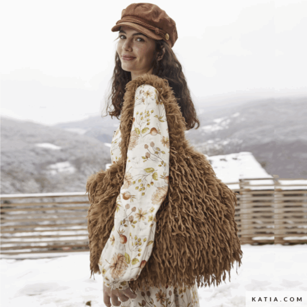 Tela de pelo vegano Feather Hair Camel