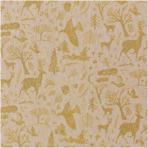 Tela aspecto lino Nostálgico Navidad Invierno Bosque natural-dorado 50x140cm