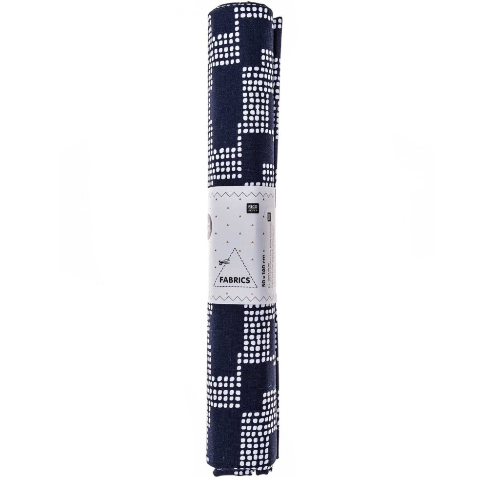Tela estampada con estampado gráfico azul oscuro – PRECORTADO 50 x 1,40 cm
