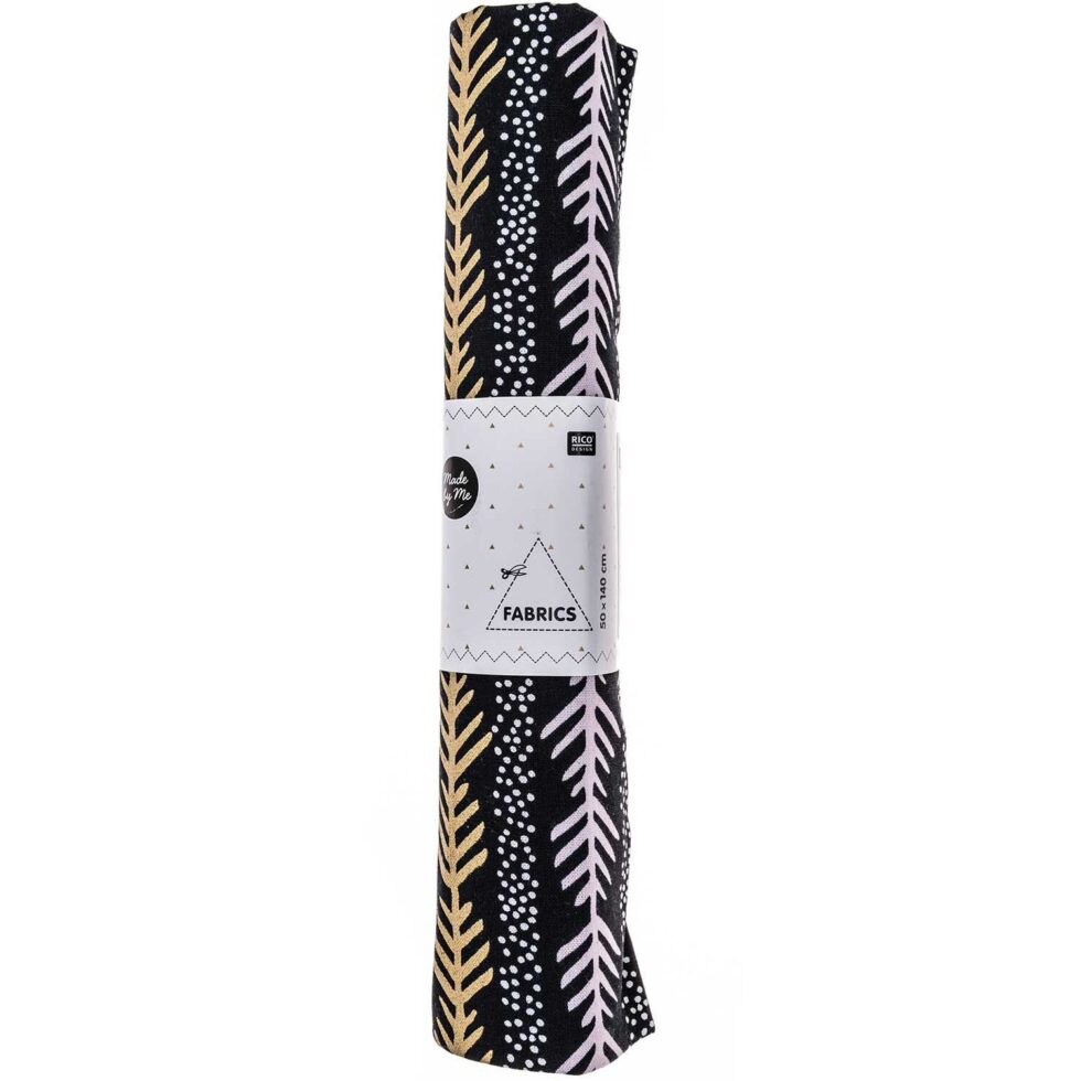 Tela gráfica abeto negro-dorado – PRECORTADO 50 x 1,40 cm