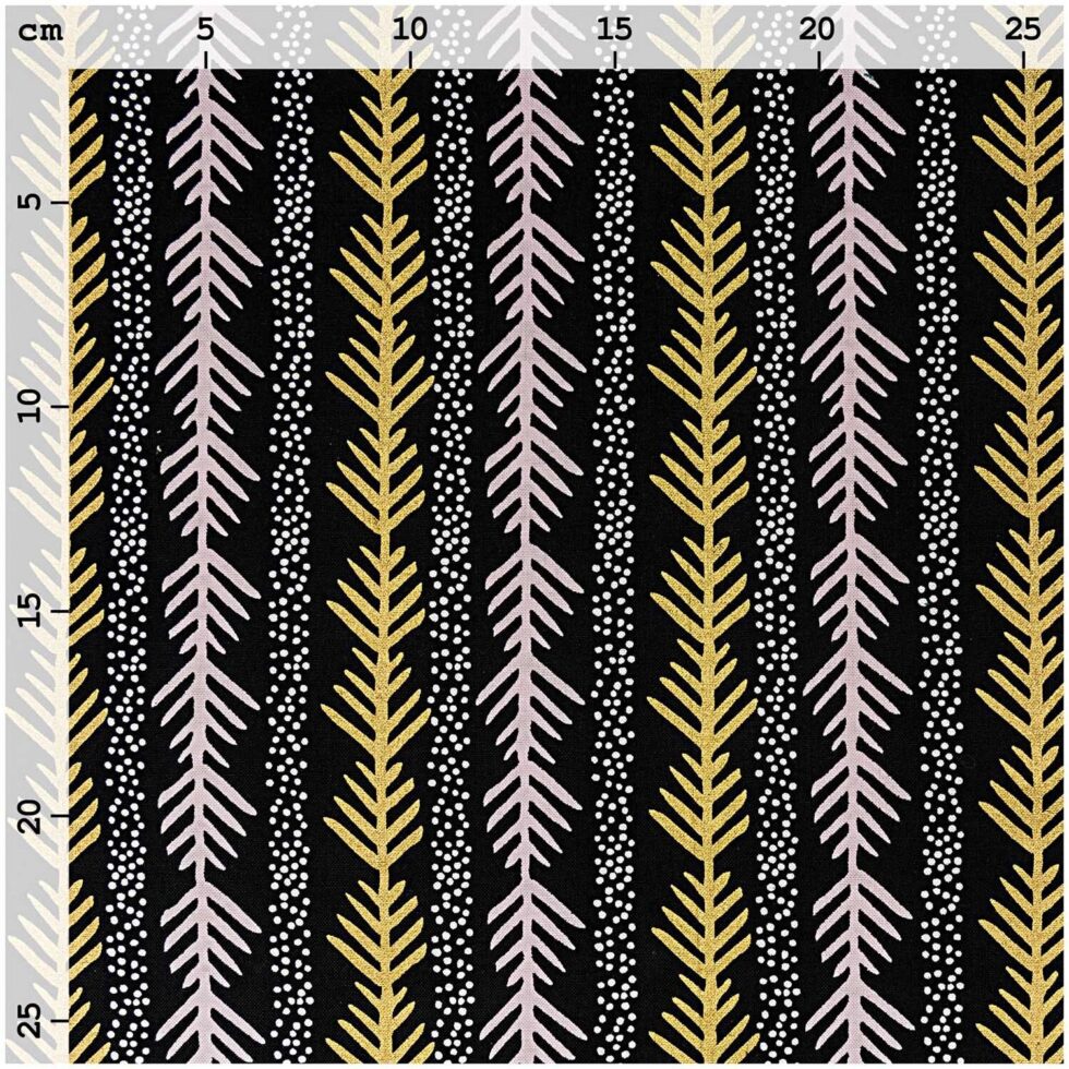 Tela gráfica abeto negro-dorado – PRECORTADO 50 x 1,40 cm