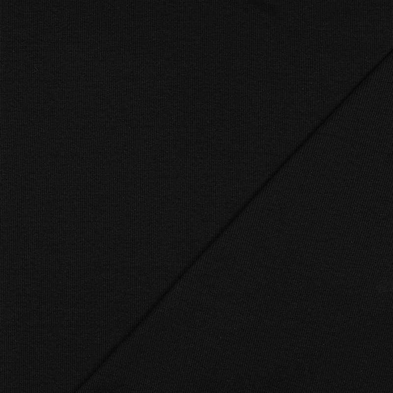 Tela de Puño Canalé Orgánica - Negro