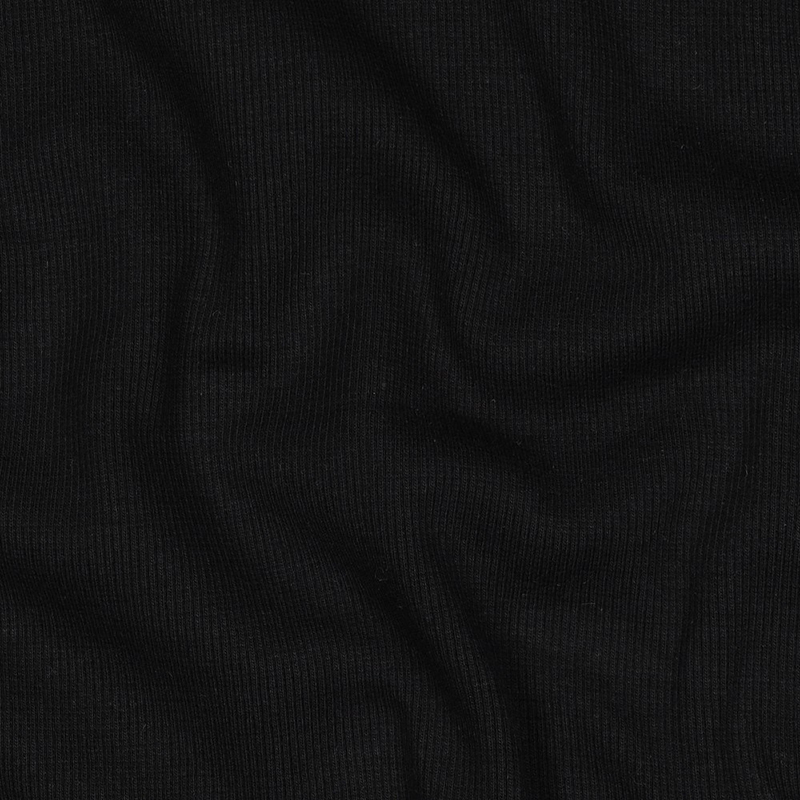 Tela de Puño Canalé Orgánica - Negro