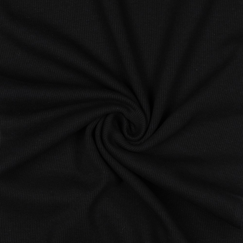 Tela de Puño Canalé Orgánica - Negro
