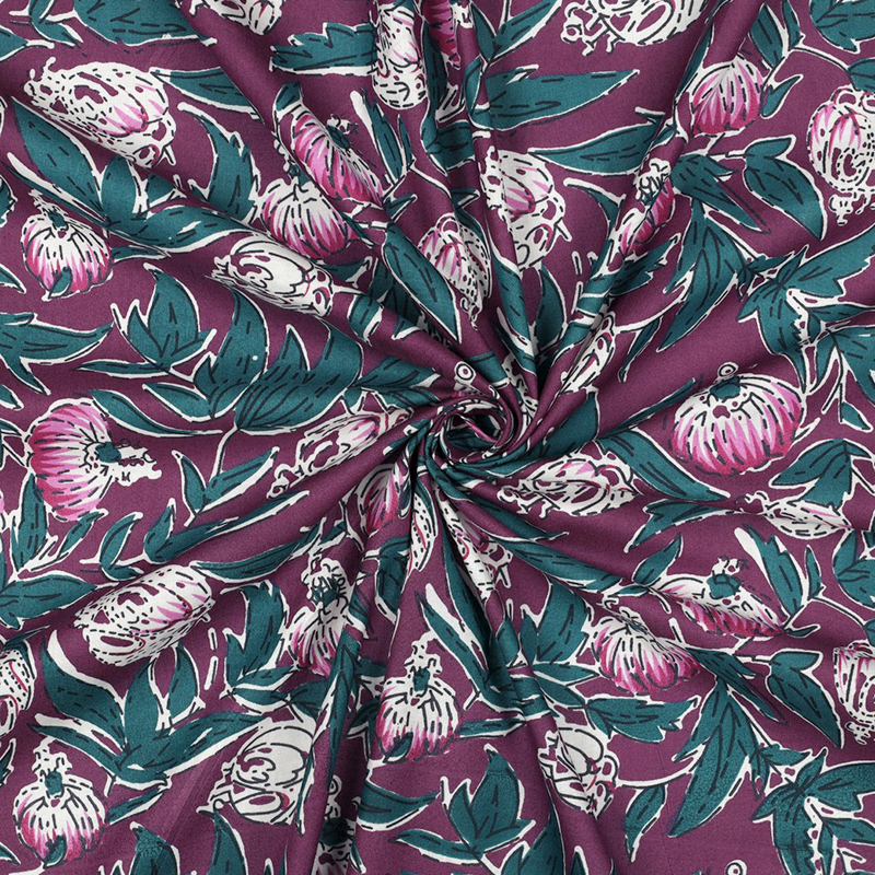 Tela de algodón indio estampado a mano