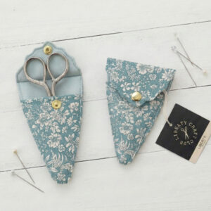 Estuche y tijeras de bordado - azul verdoso - liberty