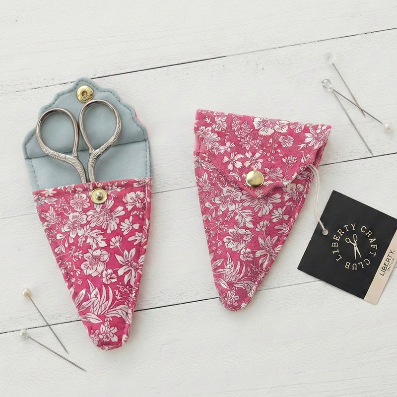 Estuche y tijeras de bordado - rosa - liberty