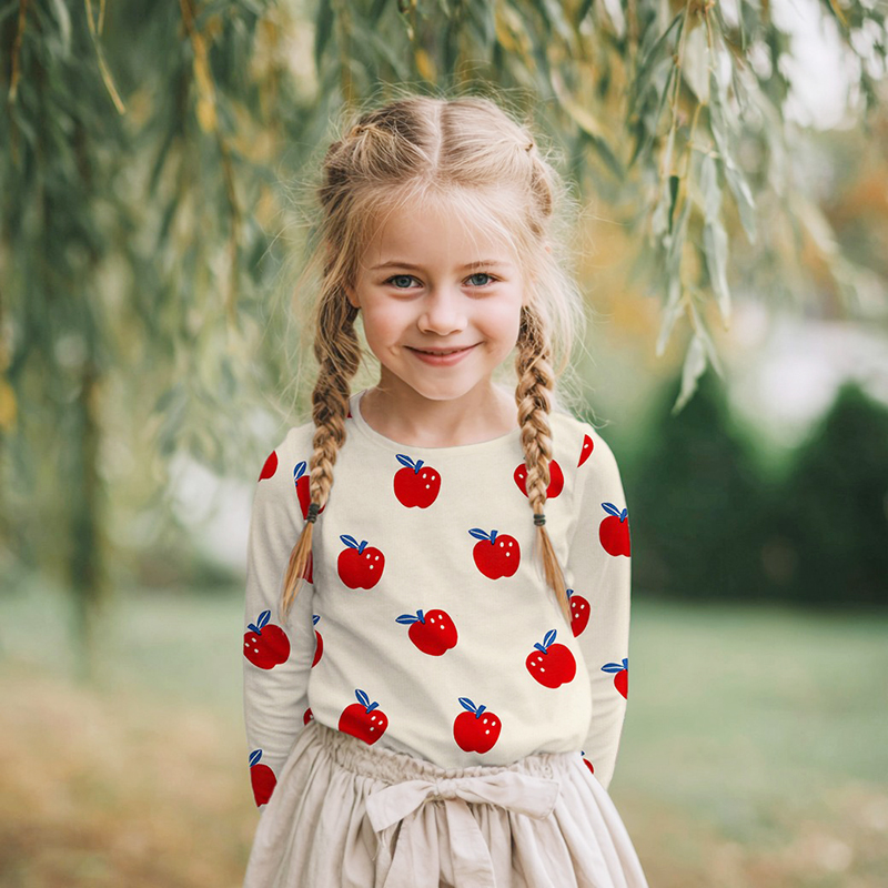 Tela Punto Camiseta - 'Apple Joy' Crema