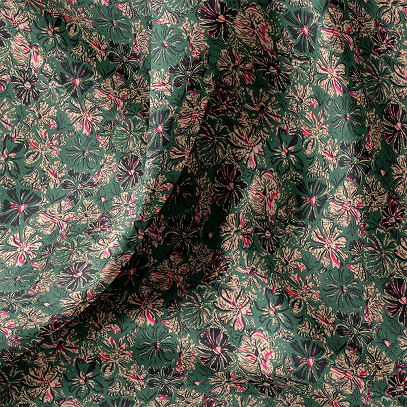 Tela de Algodón Resinado 'Intense Blossom' - Verde 1