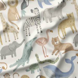 Tela impermeable - Animal World - Blanco