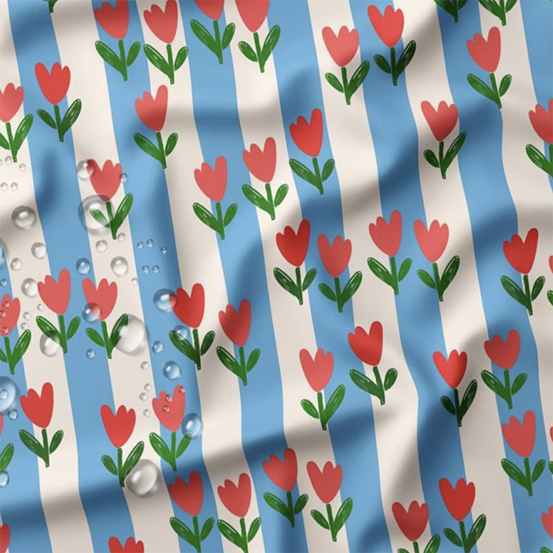 Tela-impermeable-Flower-Stripes-Blanco