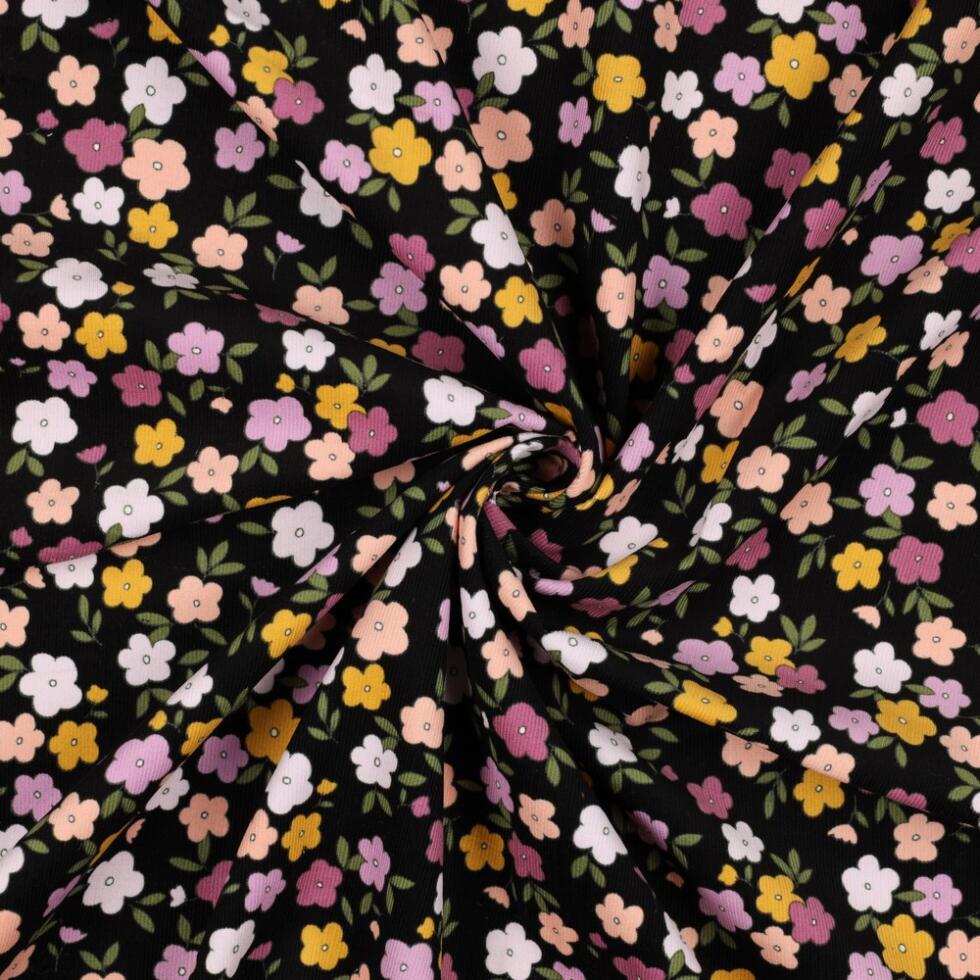 Tela Micropana Estampado 'Garden' Negro