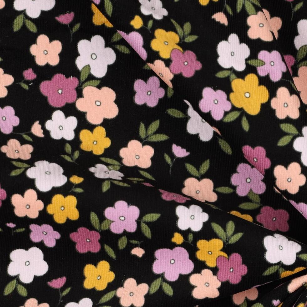 Tela Micropana Estampado 'Garden' Negro