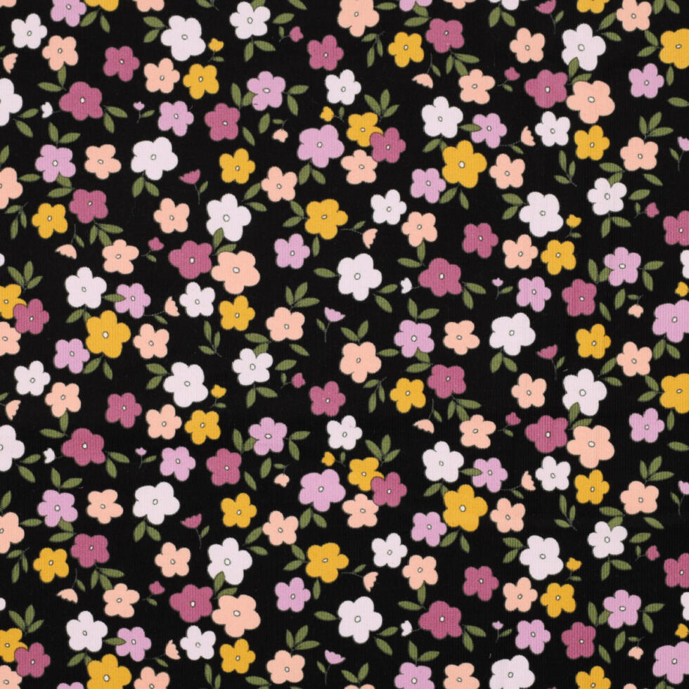 Tela Micropana Estampado 'Garden' Negro