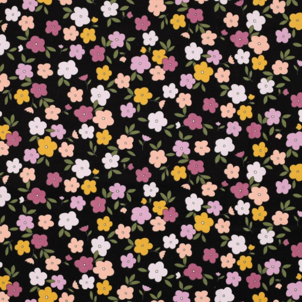 Tela Micropana Estampado 'Garden' Negro