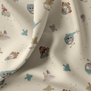 Tela de Algodón 'Flying Friends' Beige